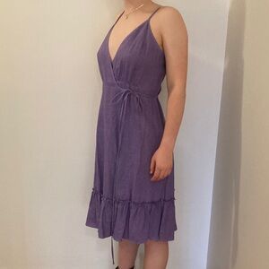 Reformation Lavender linen wrap Midi Dress